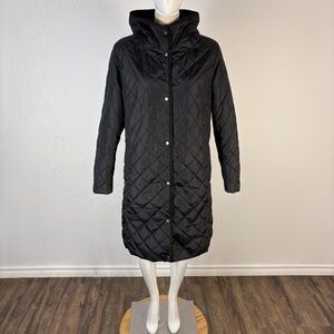 Uniqlo Women's Black Quilted Hooded Long Puffer Jacket Size L